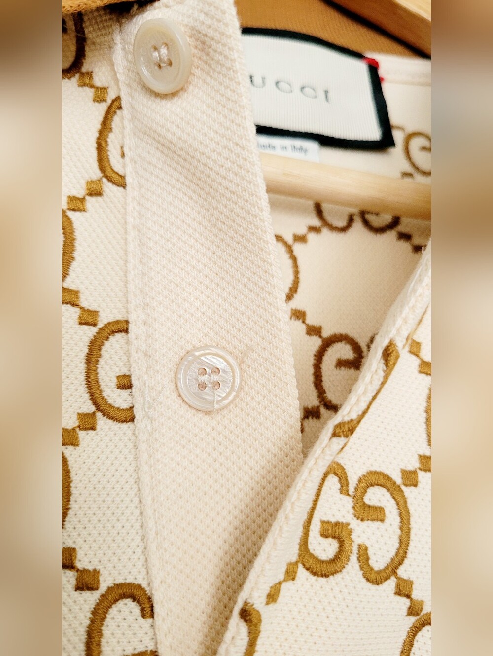 🇮🇹GUCCI EMBROIDERED👕 BEIGE POLO✨️ - Picture 6 of 15